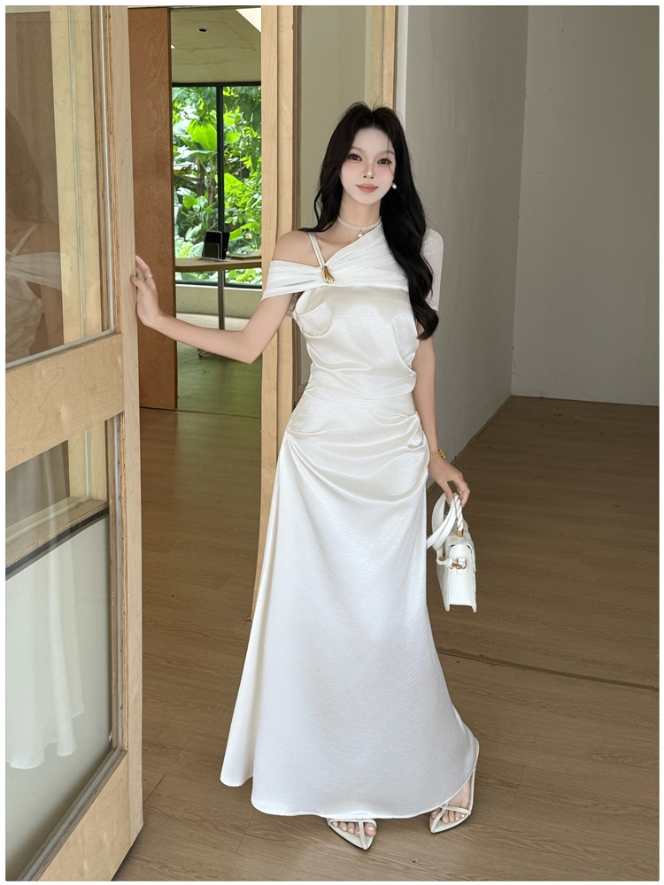 Mermaid temperament formal dress pinched waist dress