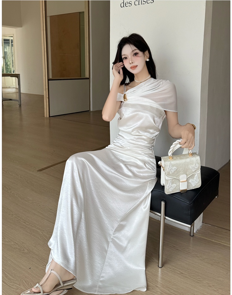 Mermaid temperament formal dress pinched waist dress