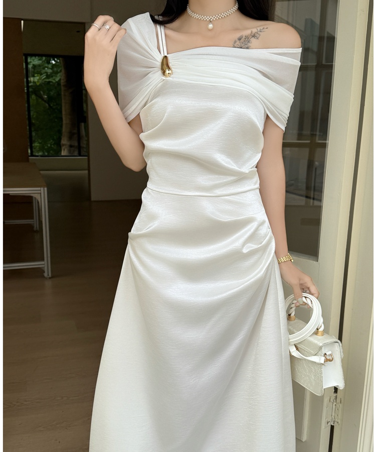 Mermaid temperament formal dress pinched waist dress