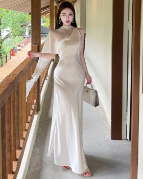 France style dress sloping shoulder formal dress for women