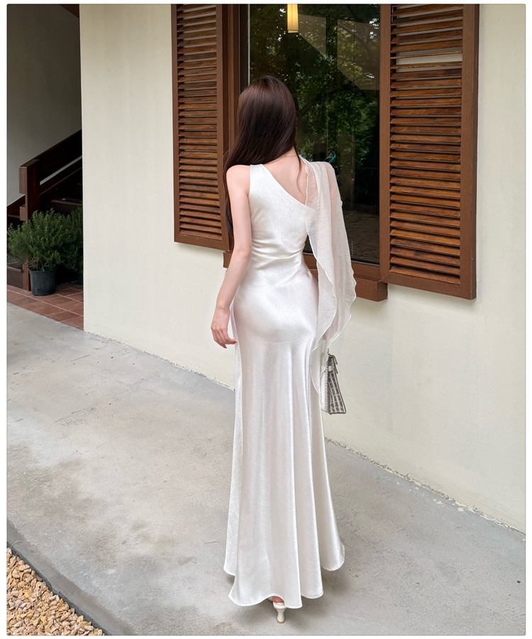 France style dress sloping shoulder formal dress for women