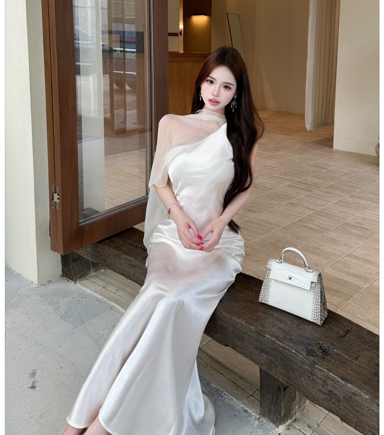 France style dress sloping shoulder formal dress for women
