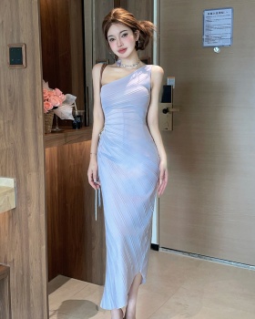 Sloping shoulder sling dress summer long dress for women