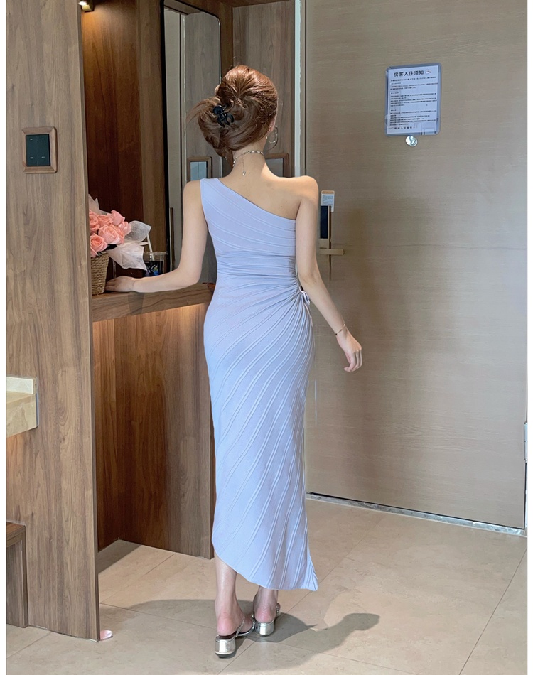 Sloping shoulder sling dress summer long dress for women