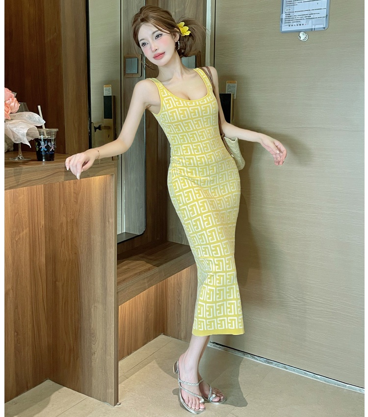 Sexy knitted enticement summer slim dress for women