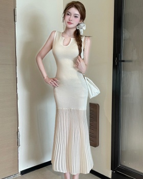 Chanelstyle U-neck package hip sleeveless mermaid dress
