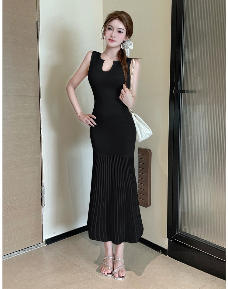 Chanelstyle U-neck package hip sleeveless mermaid dress