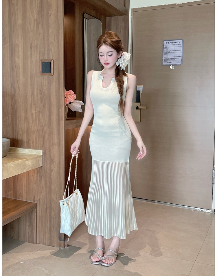 Chanelstyle U-neck package hip sleeveless mermaid dress