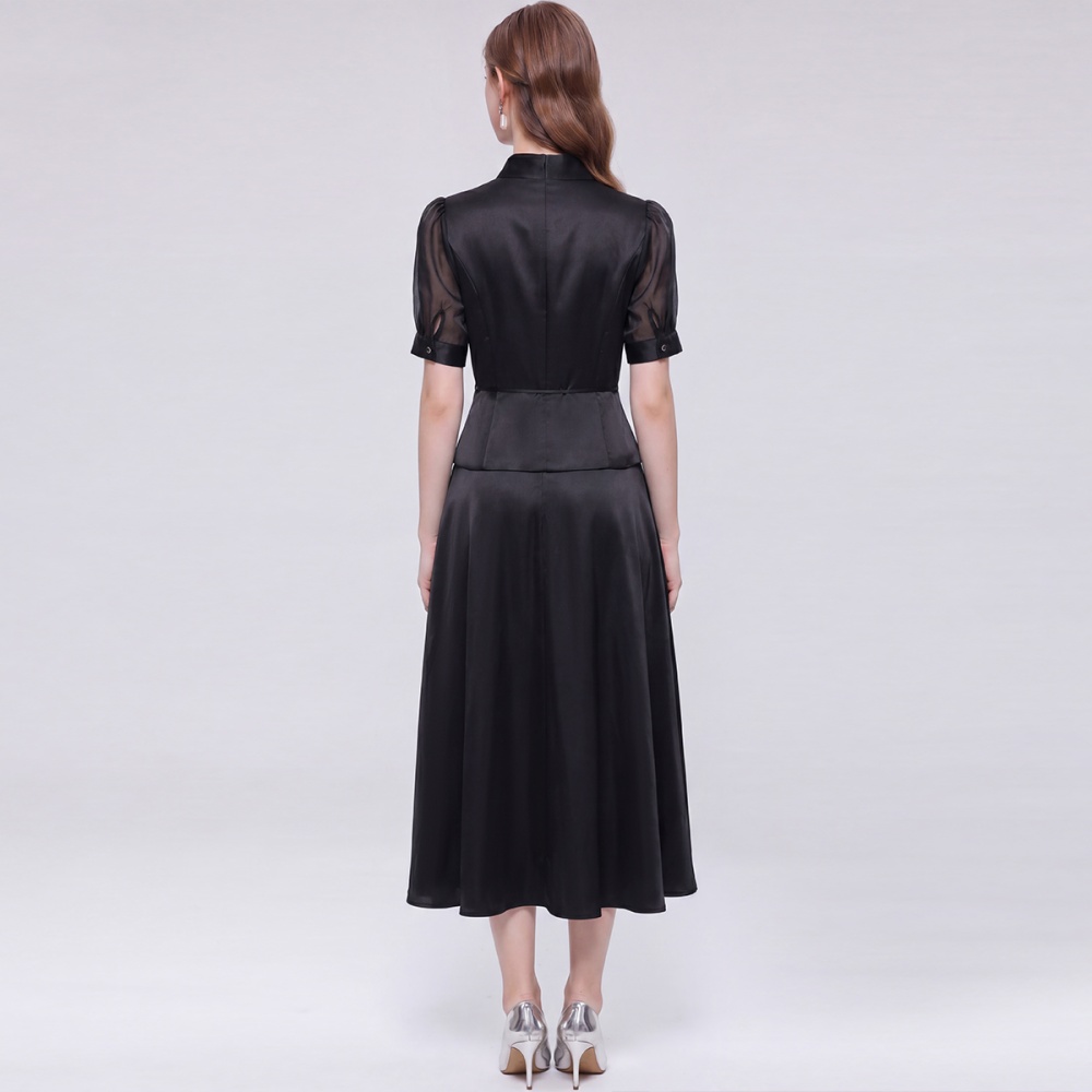 Cstand collar Casual skirt short sleeve shirt a set