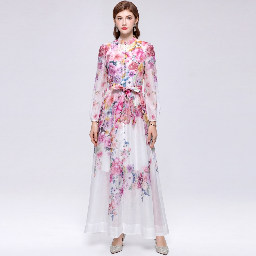 Single-breasted commuting big skirt retro dress