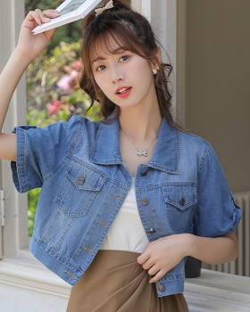 Denim short sweet tops outside the ride thin waistcoat