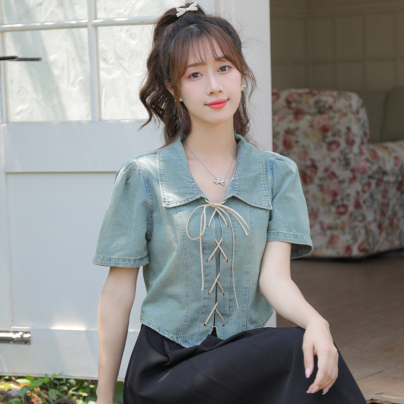 Frenum niche retro Korean style denim slim denim jacket