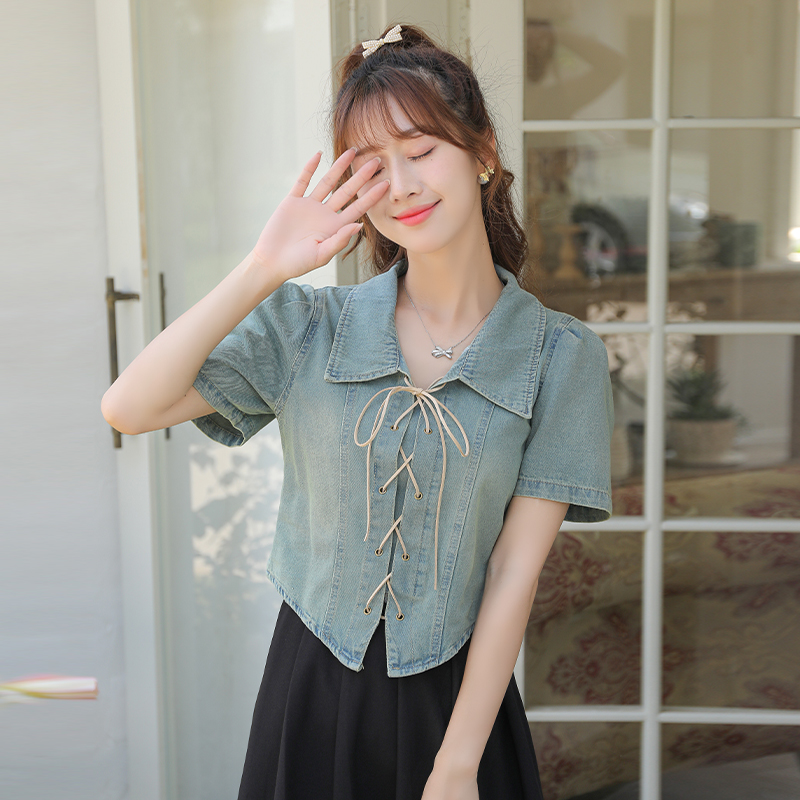 Frenum niche retro Korean style denim slim denim jacket