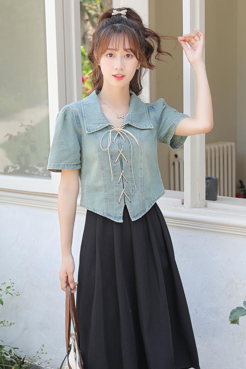 Frenum niche retro Korean style denim slim denim jacket