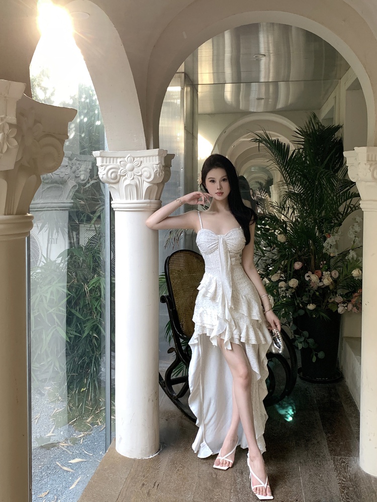 Irregular temperament long dress France style dress for women
