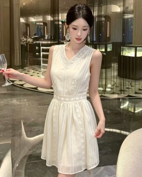 V-neck France style formal dress
