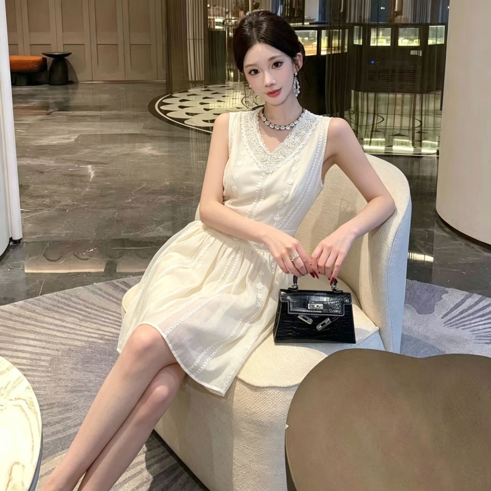 V-neck France style formal dress