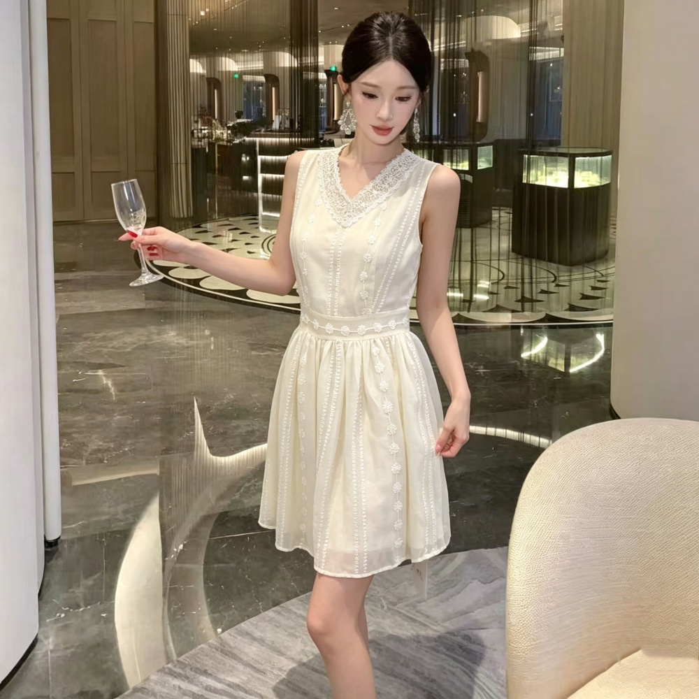 V-neck France style formal dress