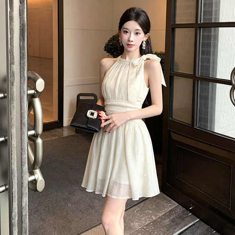 Bow niche halter summer dress