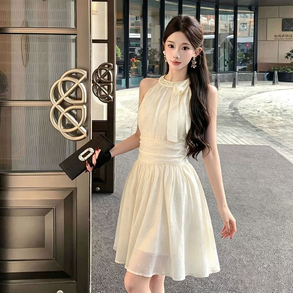 Bow niche halter summer dress