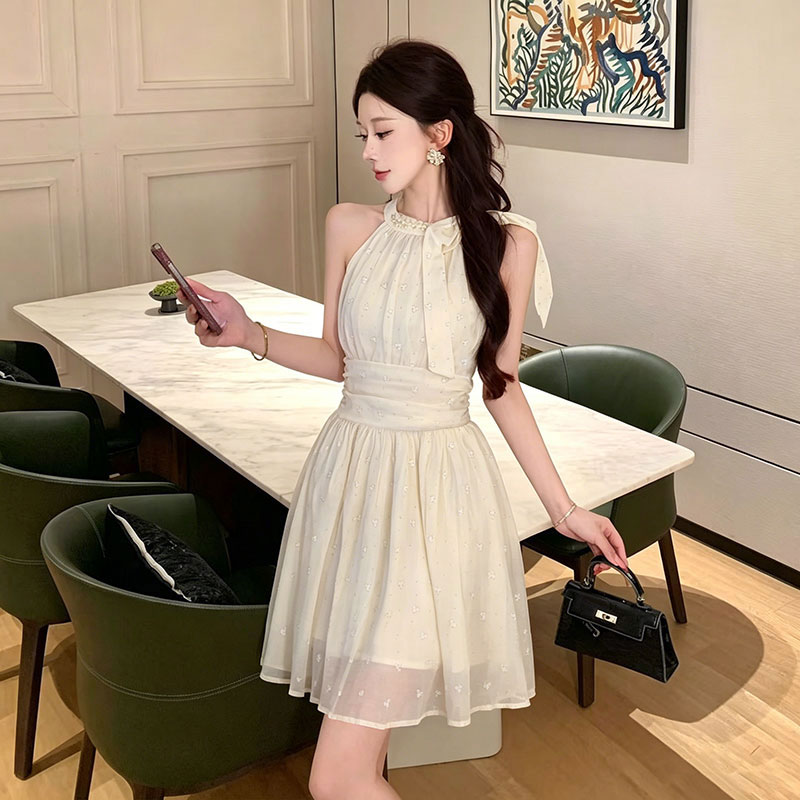 Bow niche halter summer dress