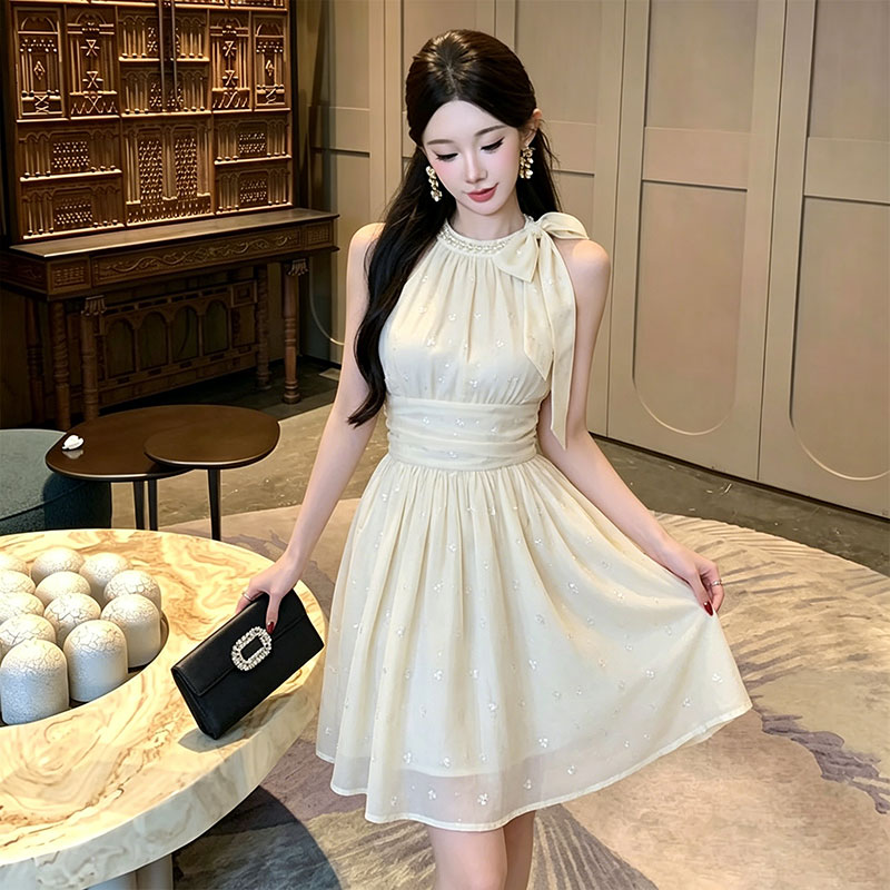 Bow niche halter summer dress