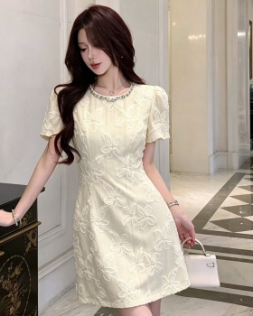 Summer slim light luxury T-back temperament pinched waist dress