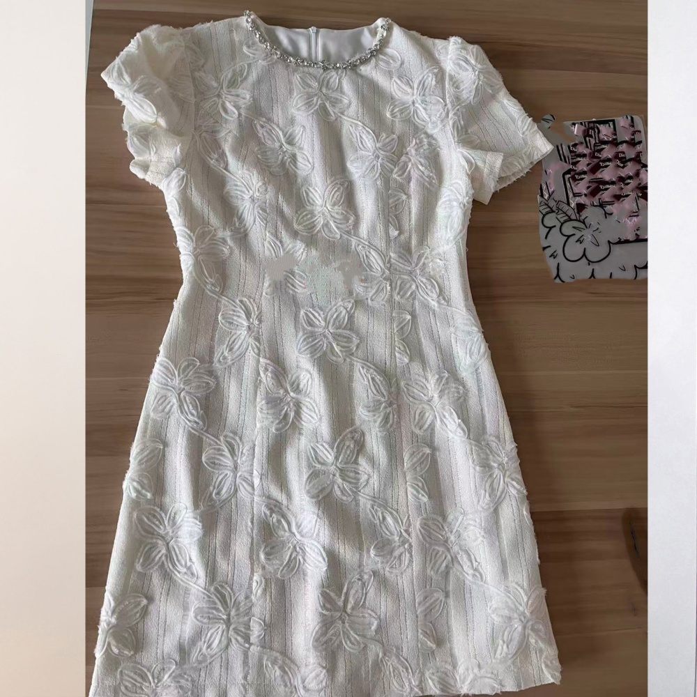 Summer slim light luxury T-back temperament pinched waist dress