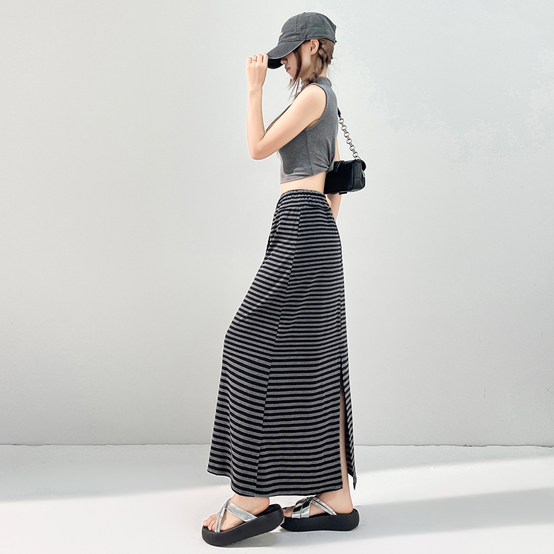 A-line split skirt Korean style long skirt for women
