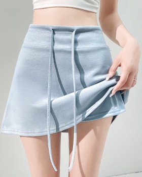 Drawstring small fellow pure A-line anti emptied skirt for women