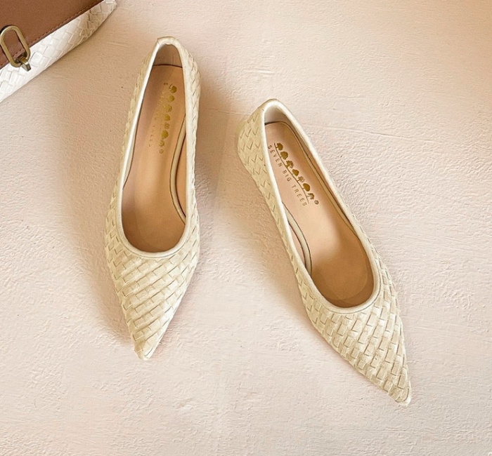 Weave low shoes cozy pointed lazy shoes for women