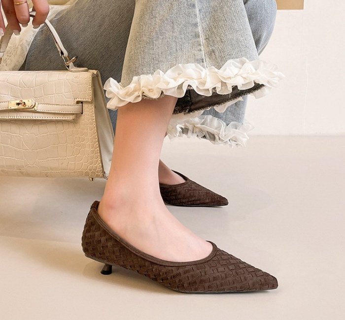 Weave low shoes cozy pointed lazy shoes for women