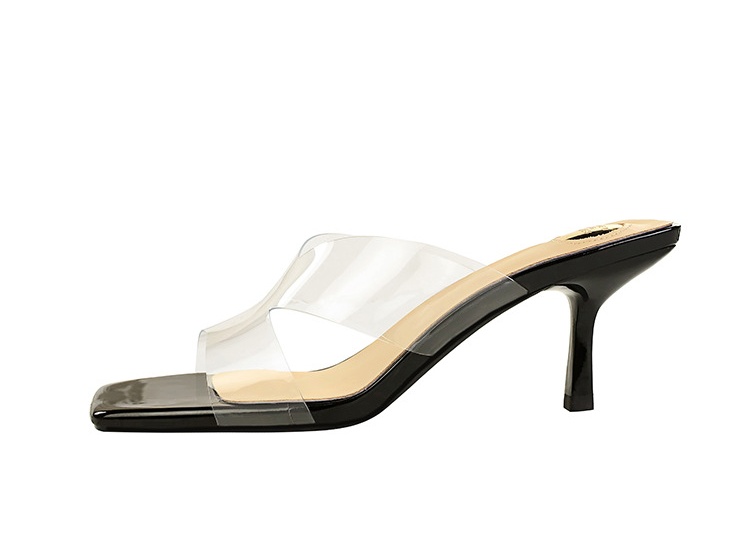European style fine-root square head high-heeled slippers