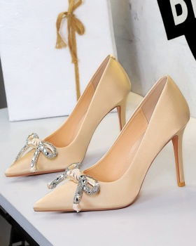 Champagne European style lazy shoes high-heeled shoes