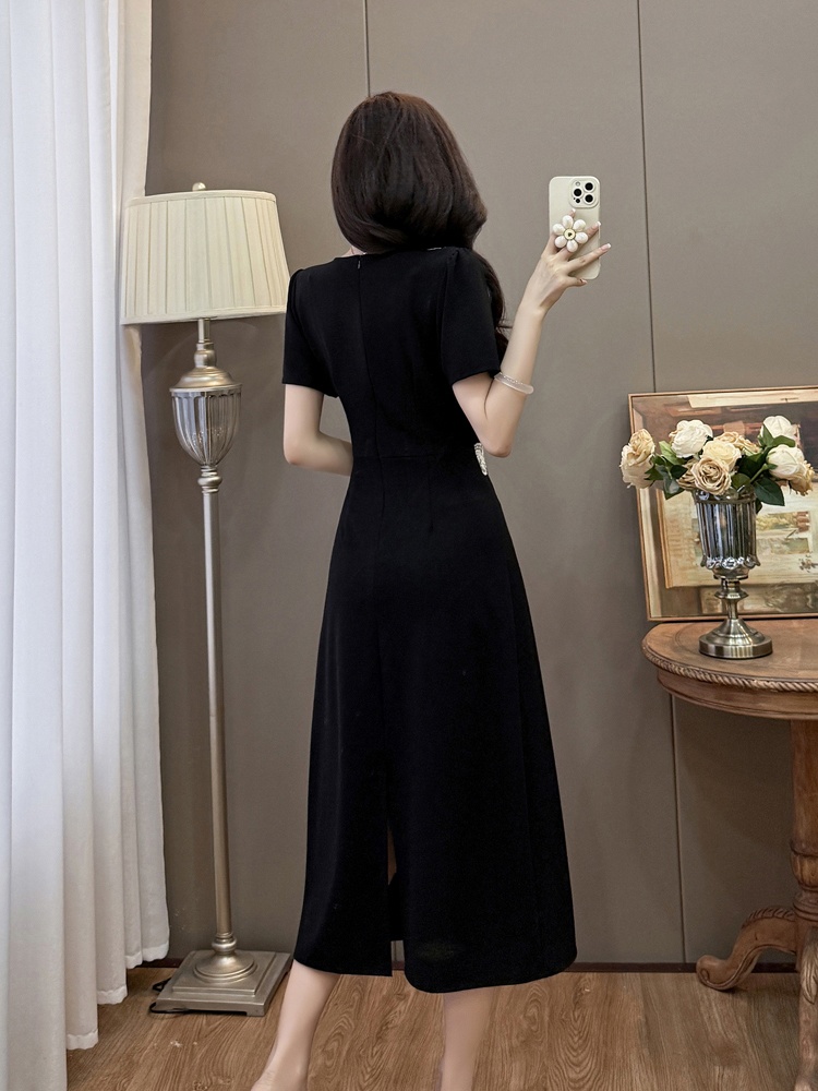 Large yard lace slim ladies elegant V-neck dress