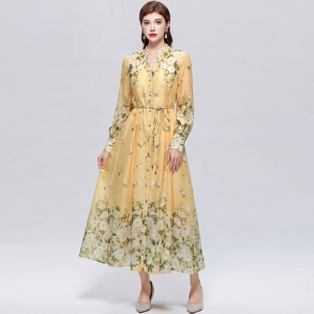 Printing romantic style dress France style long dress for women