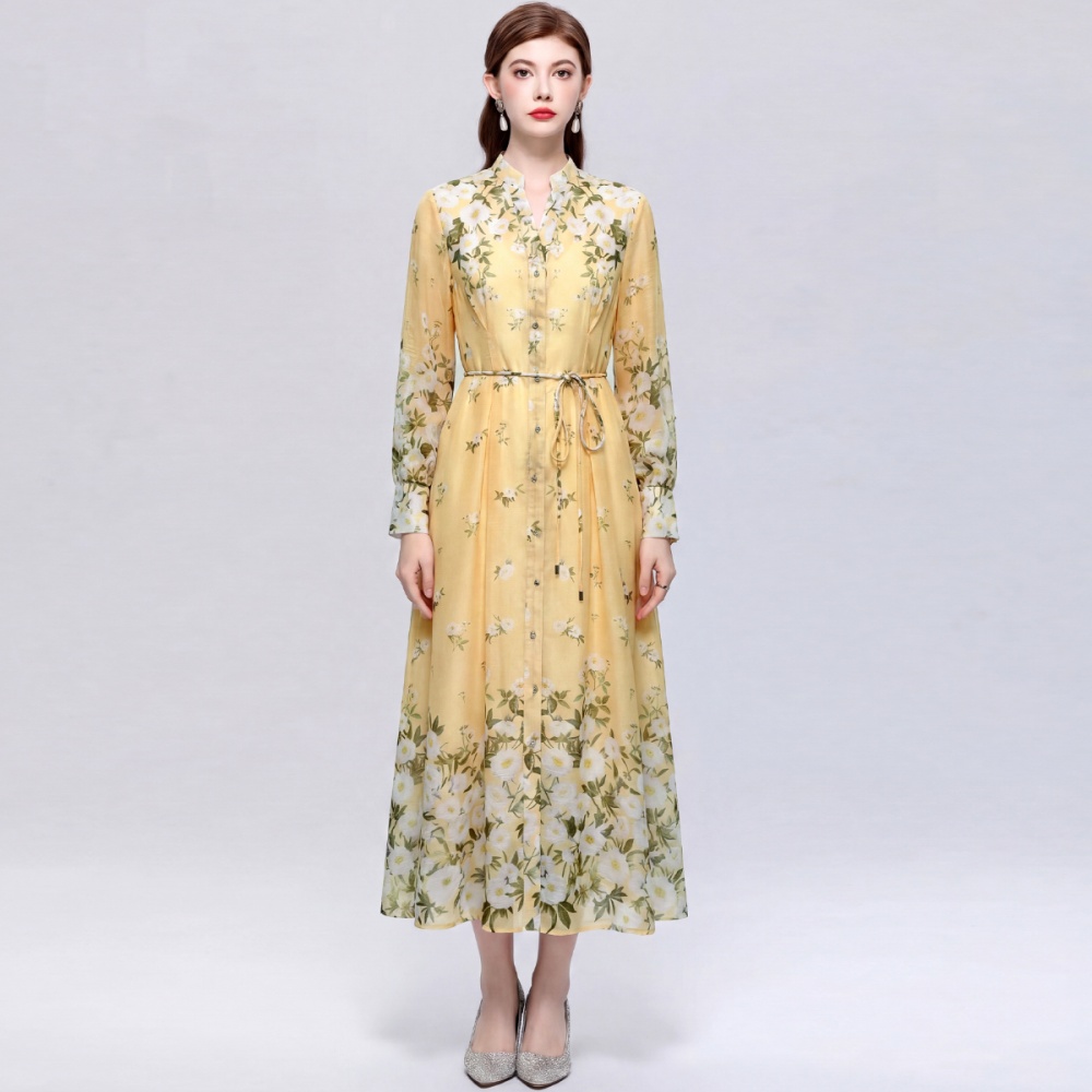 Printing romantic style dress France style long dress for women