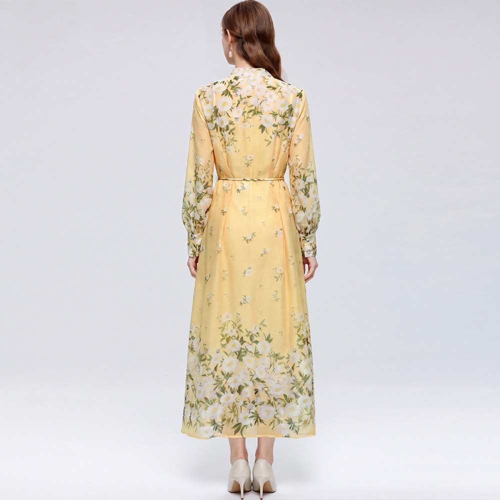 Printing romantic style dress France style long dress for women