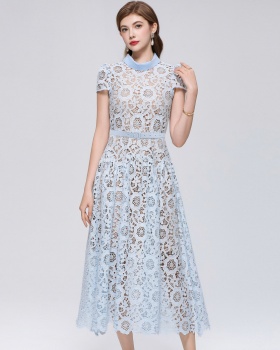 France style pinched waist elegant lace dress