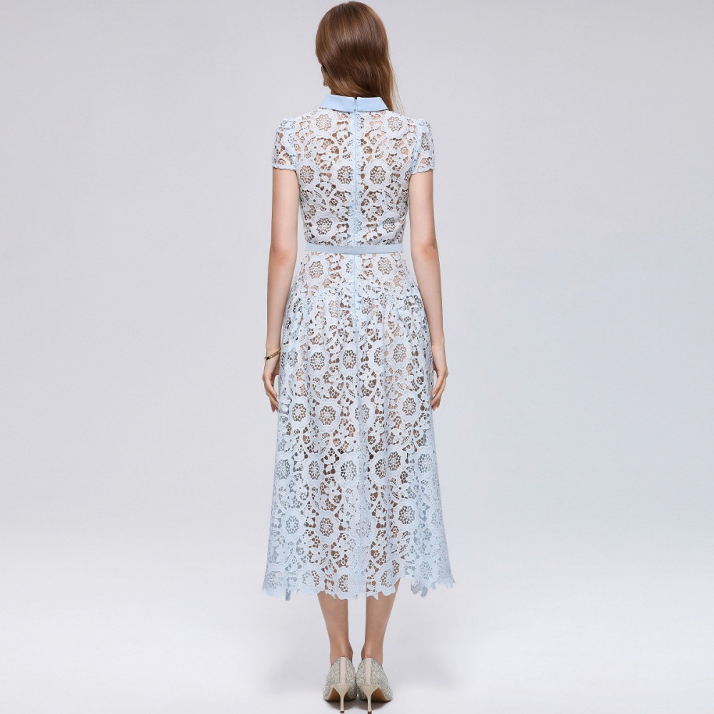 France style pinched waist elegant lace dress