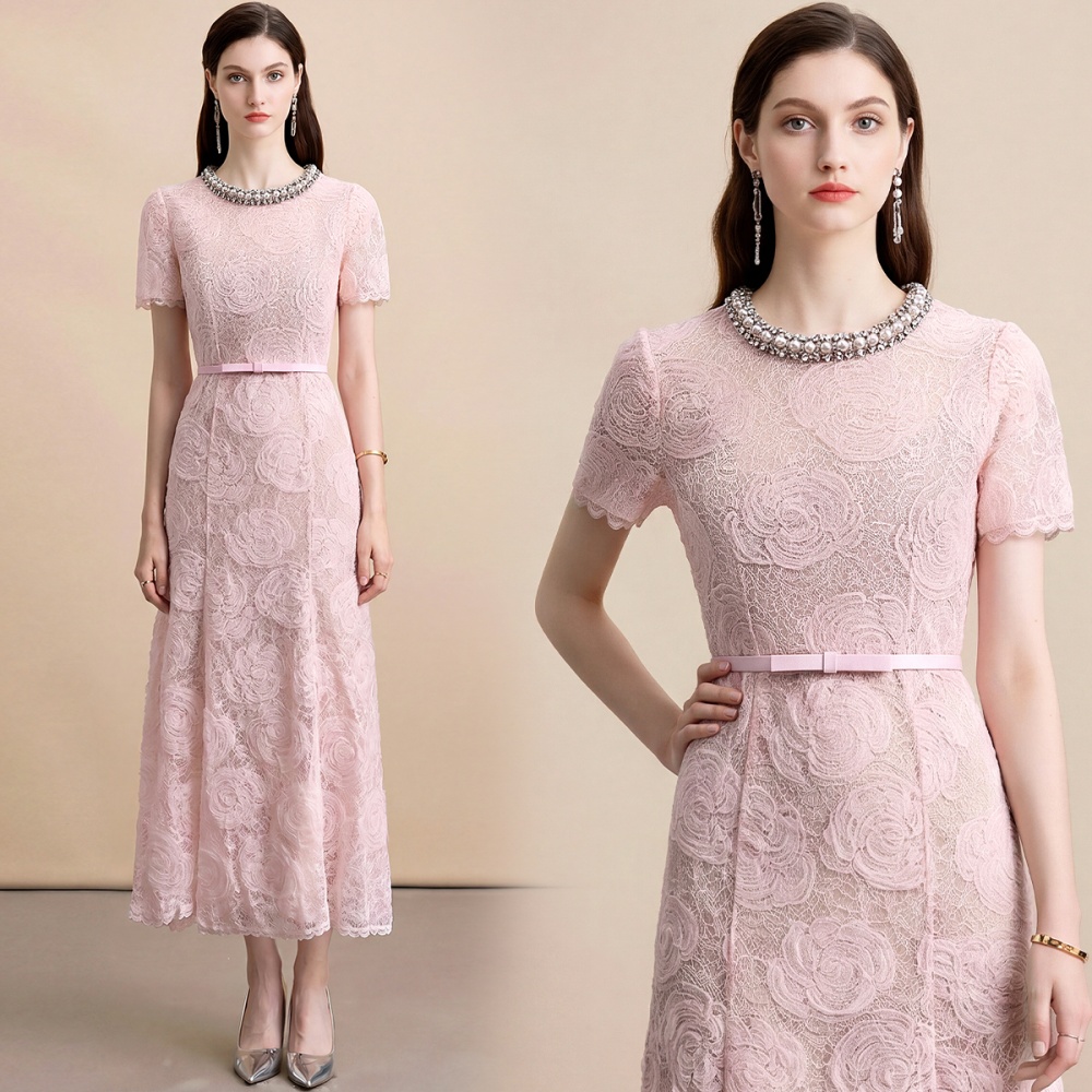 Inside the ride with belt short sleeve dress