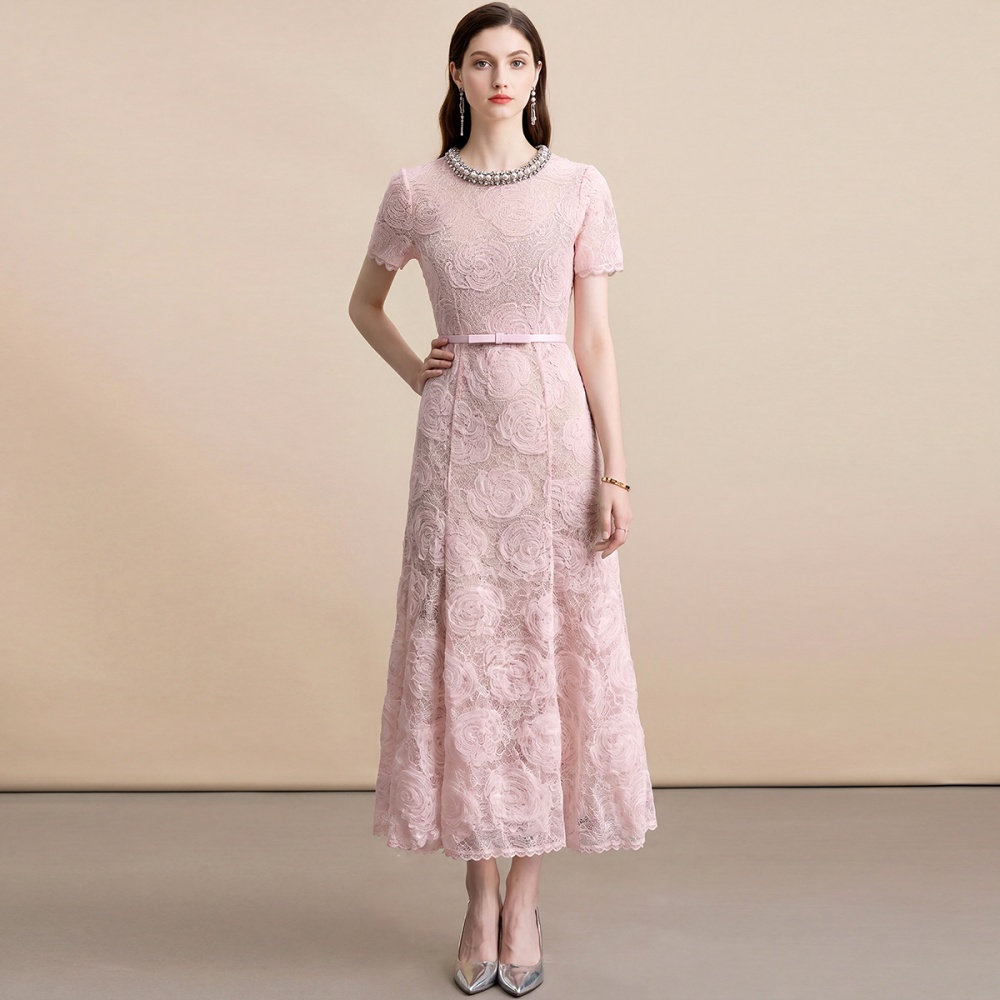 Inside the ride with belt short sleeve dress