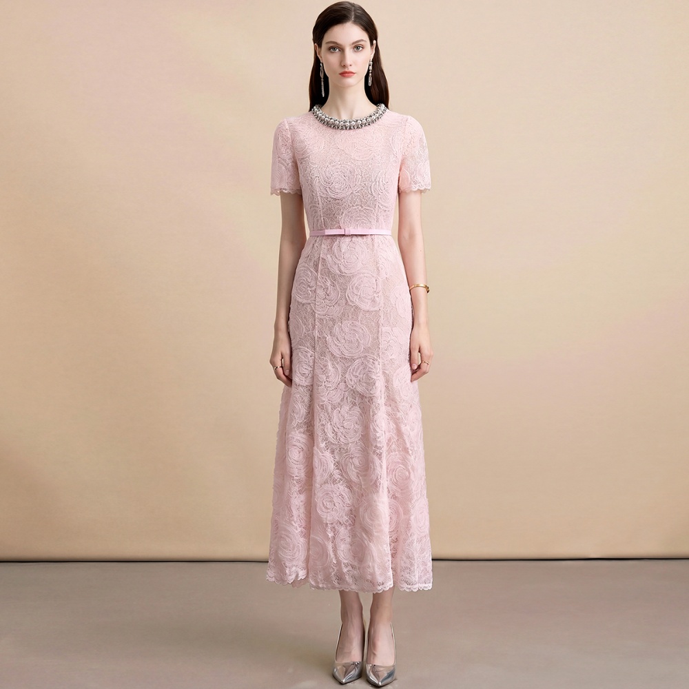 Inside the ride with belt short sleeve dress