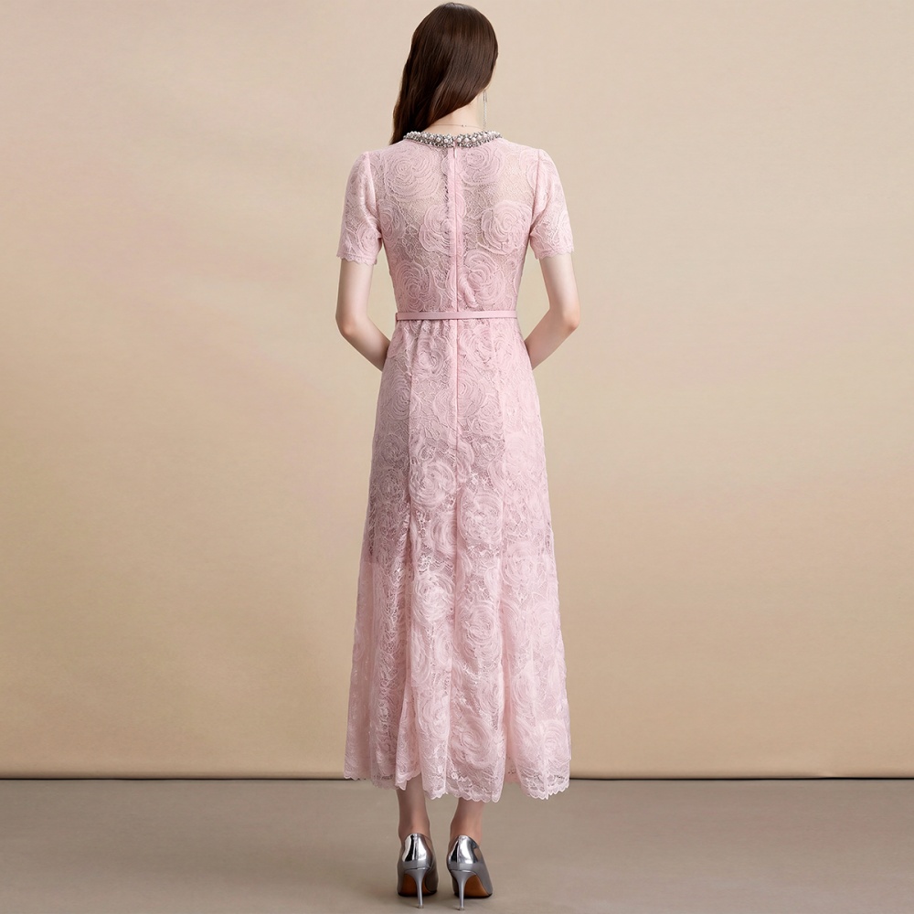 Inside the ride with belt short sleeve dress