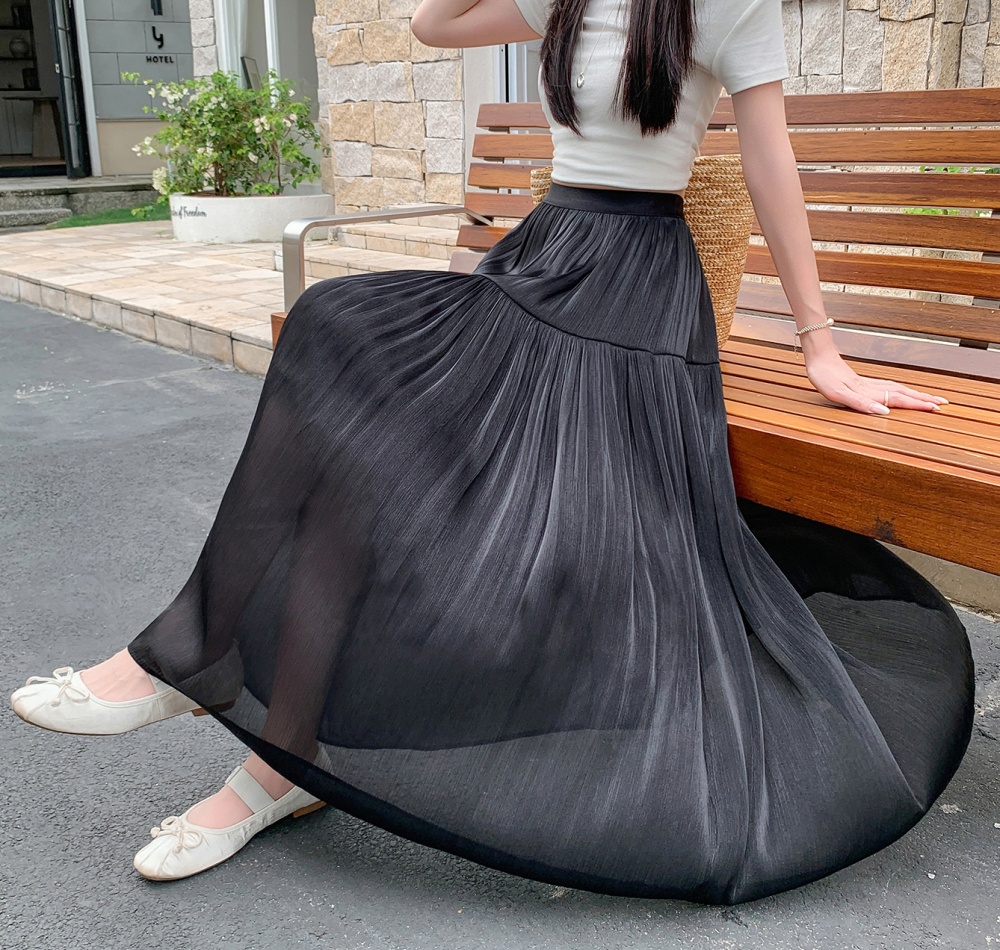 Korean style A-line slim splice fat cake skirt