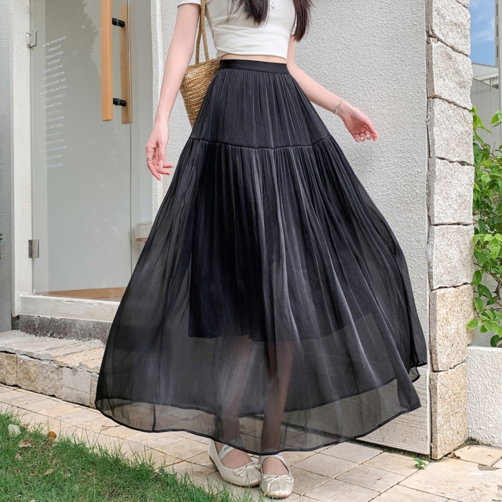 Korean style A-line slim splice fat cake skirt