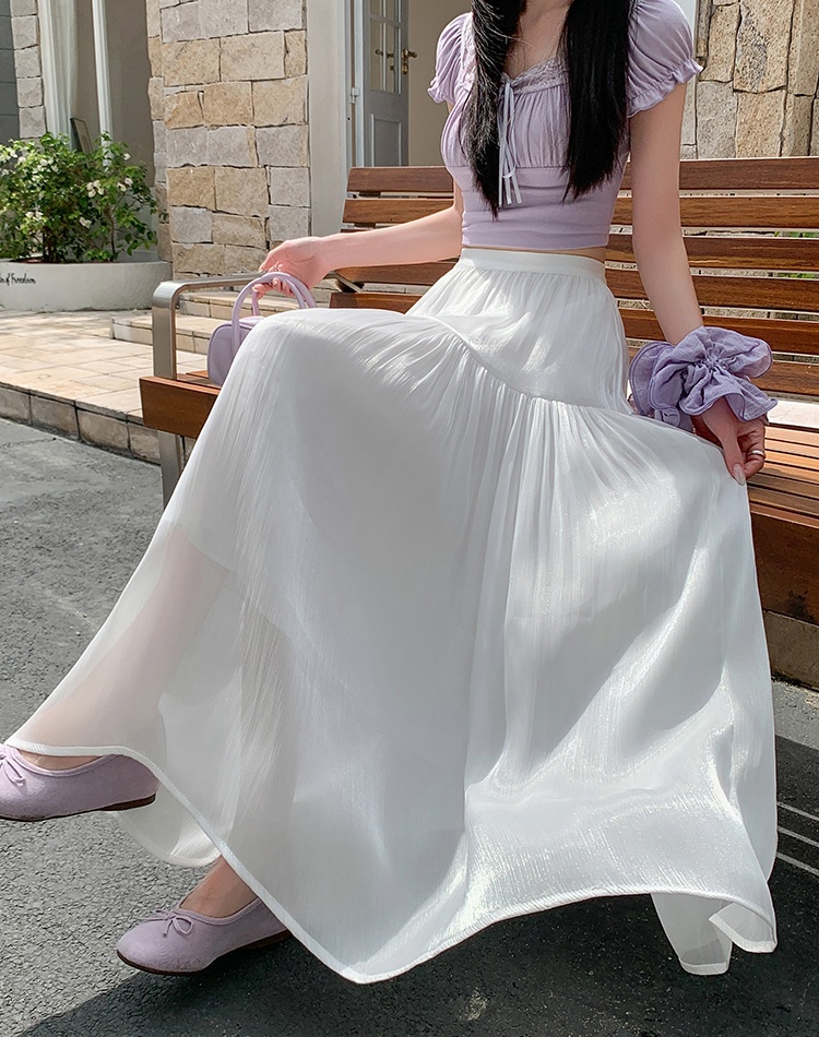 Korean style A-line slim splice fat cake skirt