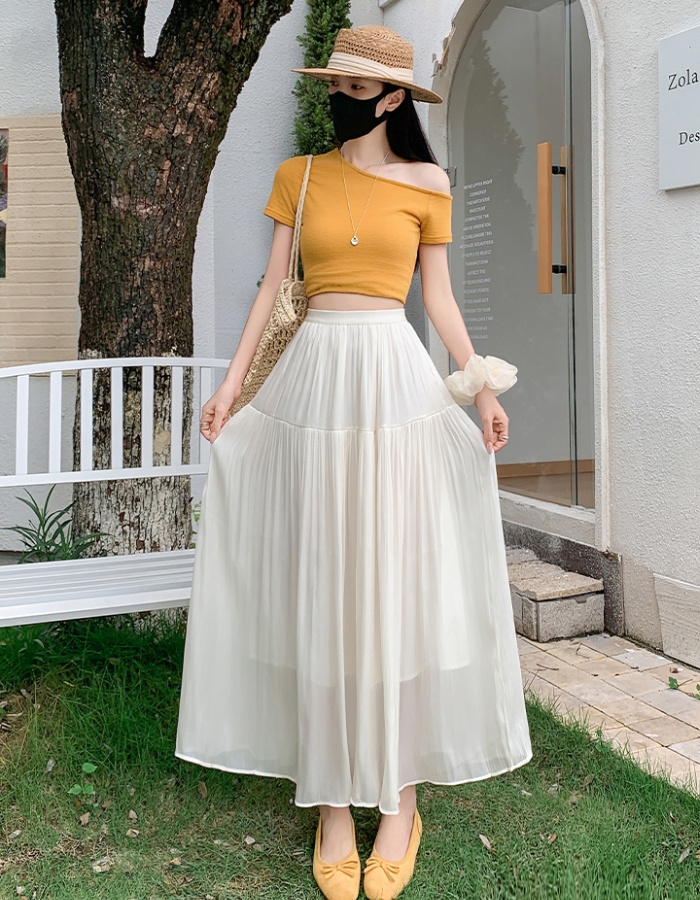 Korean style A-line slim splice fat cake skirt