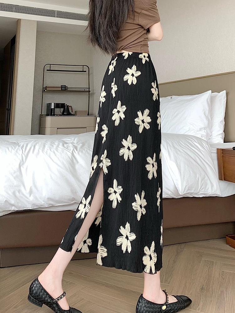 High waist fat large yard skirt printing Korean style long dress
