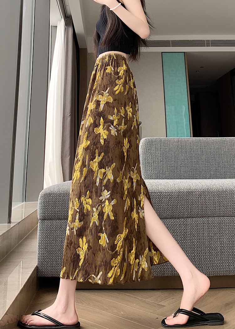 High waist fat large yard skirt printing Korean style long dress